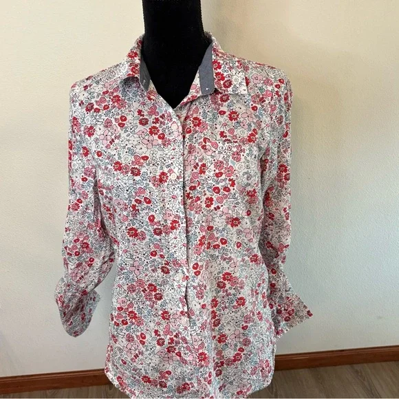 Tommy Hilfiger Floral Camp Shirt size M Lightweight Feminine Coquette Retro - Picture 1 of 14